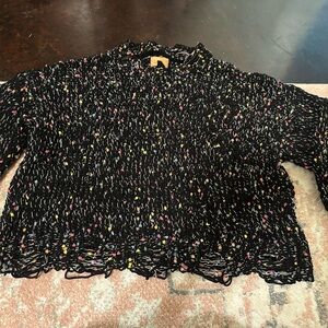 Marled sweater. Black with colorful “dots”